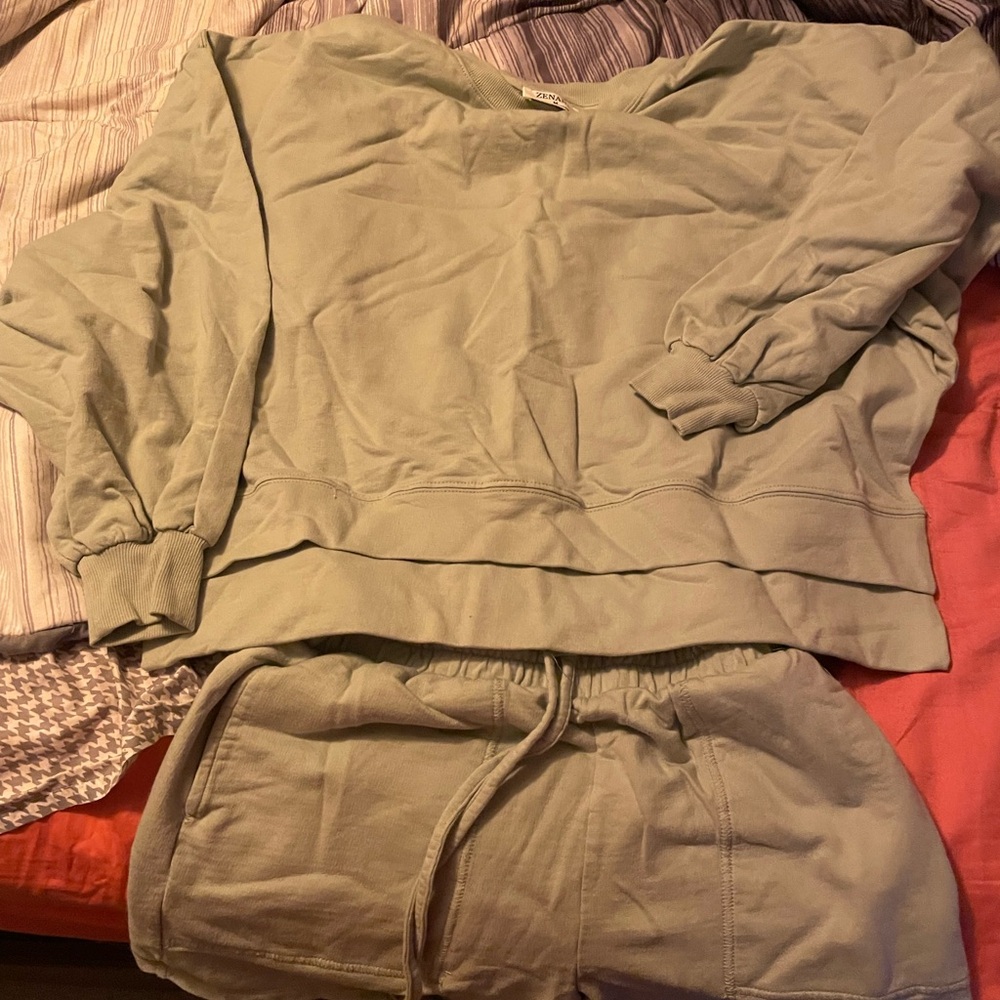 Zenana Outfitters Sage Green Lounge Set